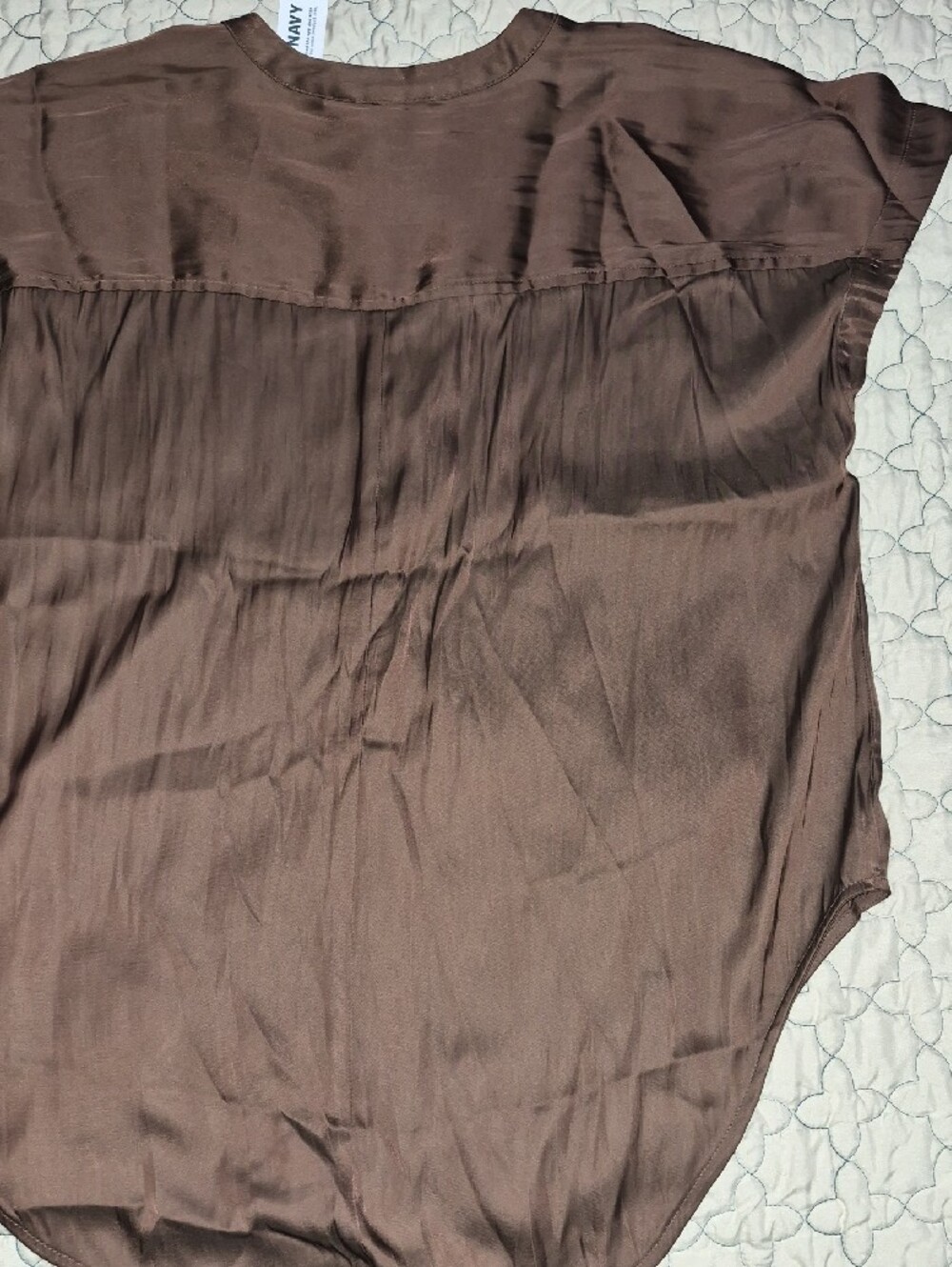 Old Navy Chocolate Brown Short-Sleeve Henley Blouse